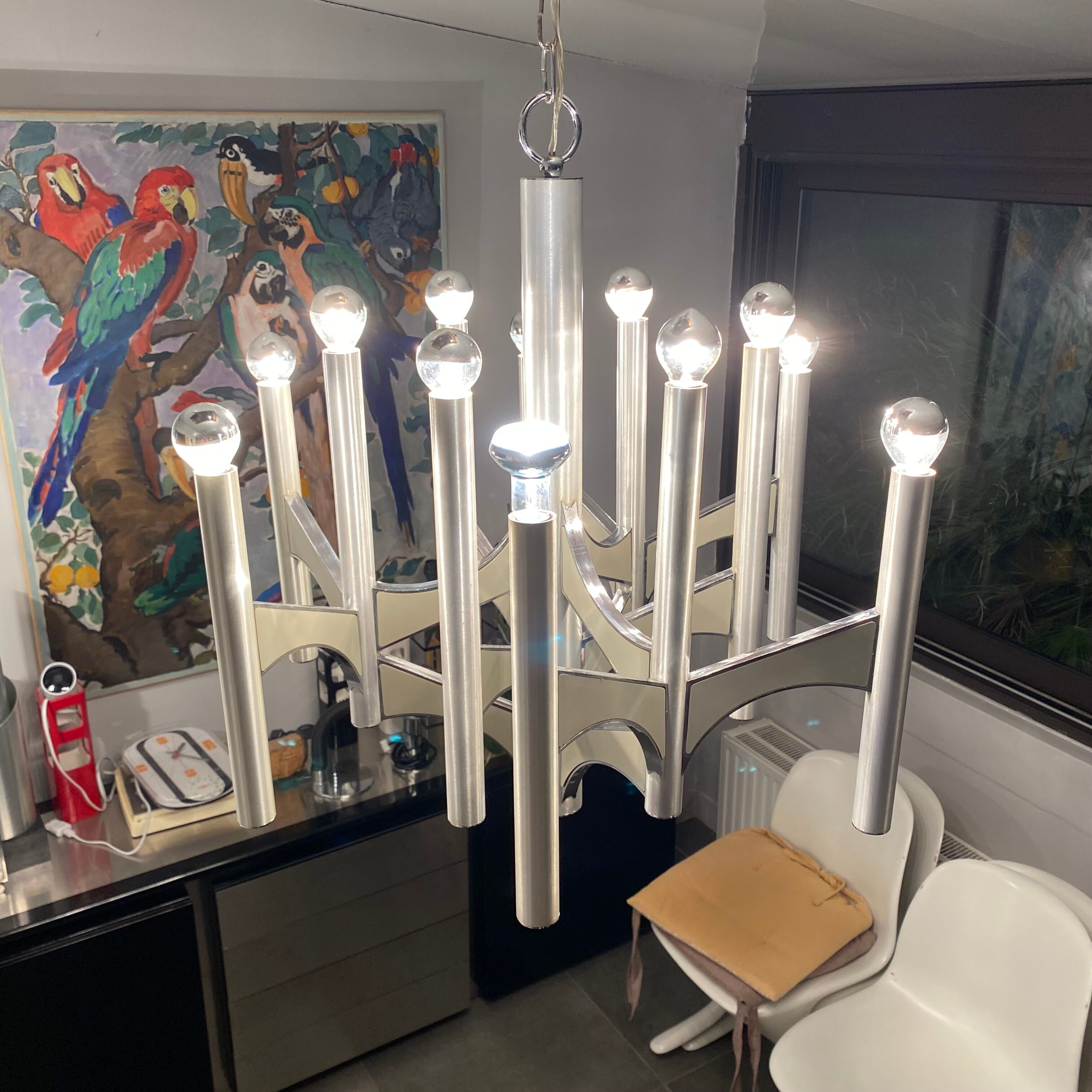 Chandelier "Concorde" 12 fires by Gaetano Sciolari, 1960.