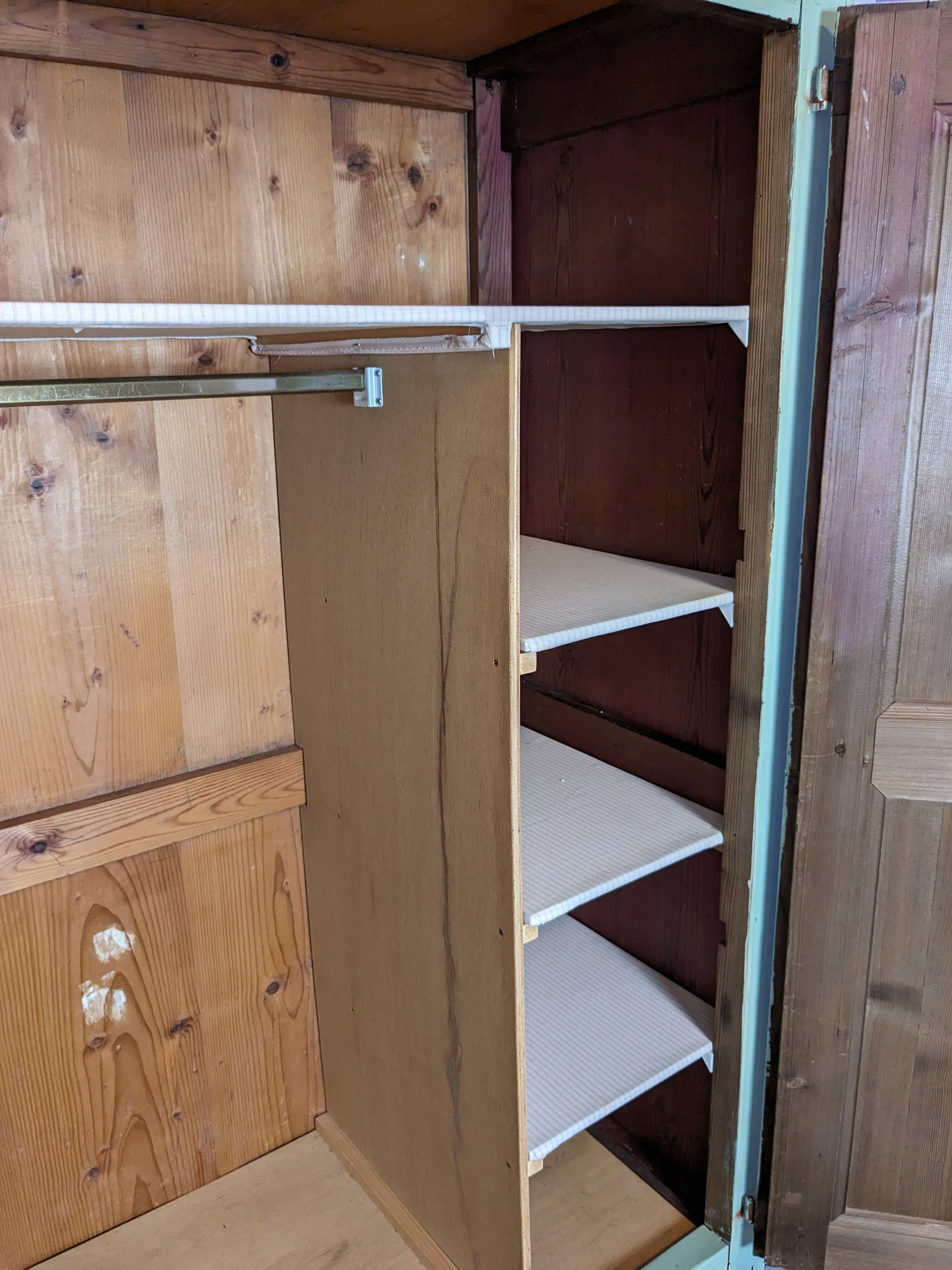 19th century painted wooden bedroom wardrobe