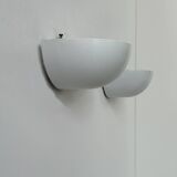 Pair of vintage wall lights in matte white lacquered metal, Italy, 1980.