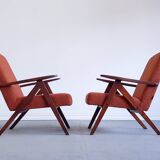 Mid Century Easy Chairs Model B 310 Var in Rusty Brown Boucle