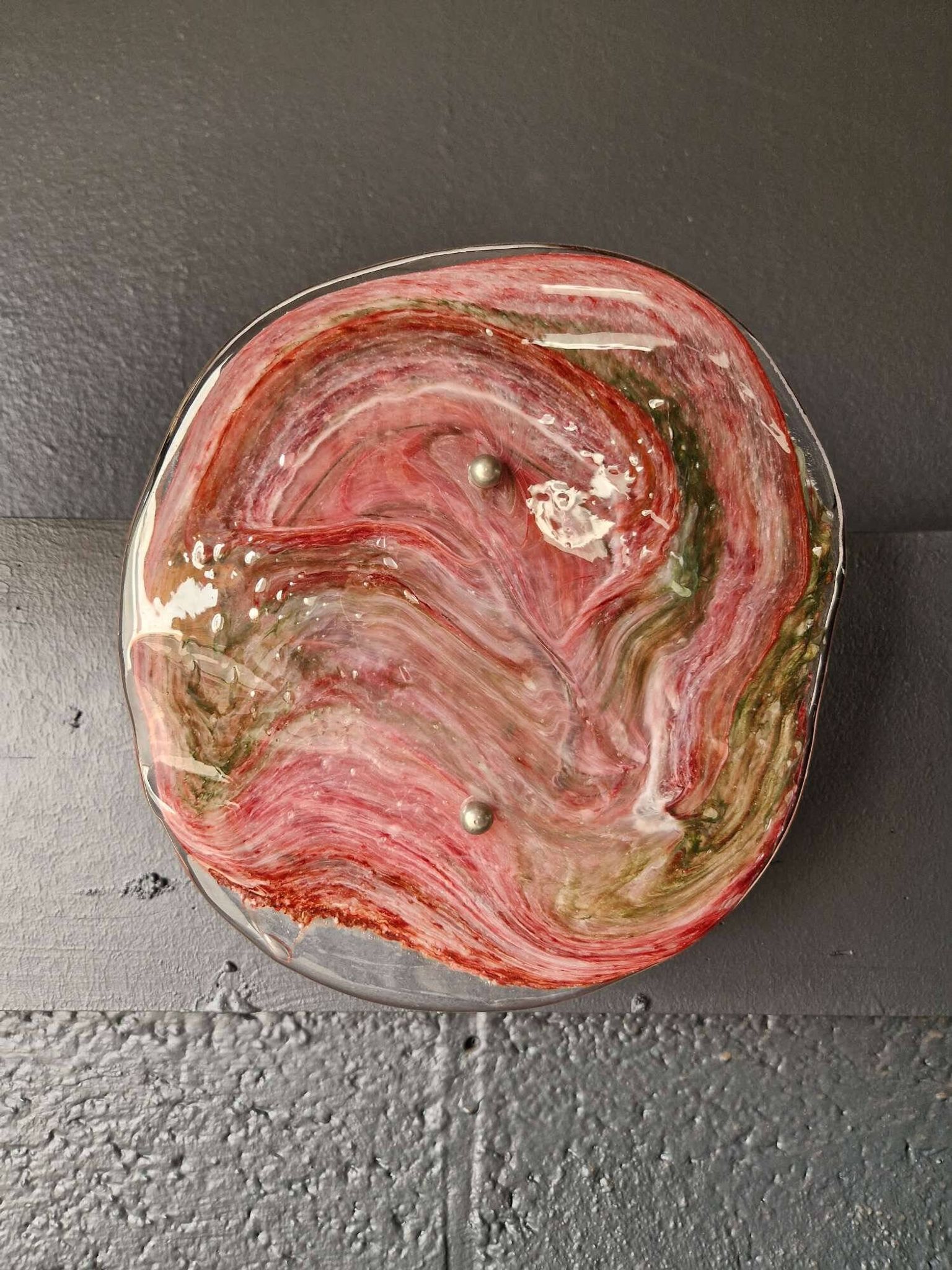 Murano glass wall sconce, pink veined, 1970s.