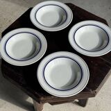 Set of 4 Italian deep plates Ceramica Quadrifoglio with blue rim D22