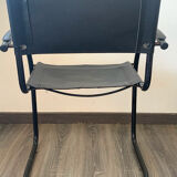 Vintage black sleigh armchair