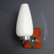 Scandinavian Vintage wall lamp, Teak glass chrome, 60s