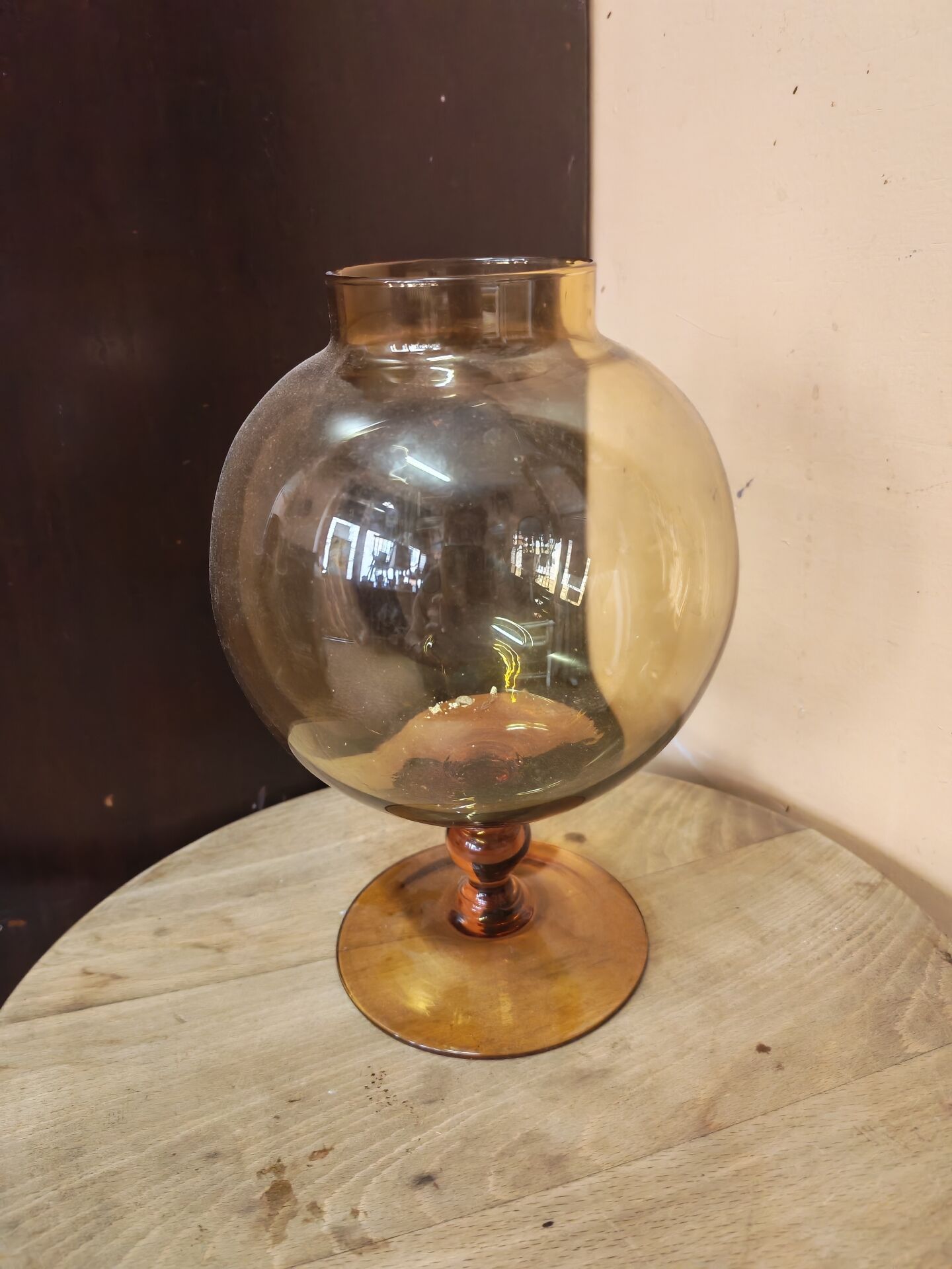 Balloon vase Empolie in blown amber glass Italy 1970