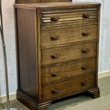 Commode anglaise Art déco en chêne des années 1950