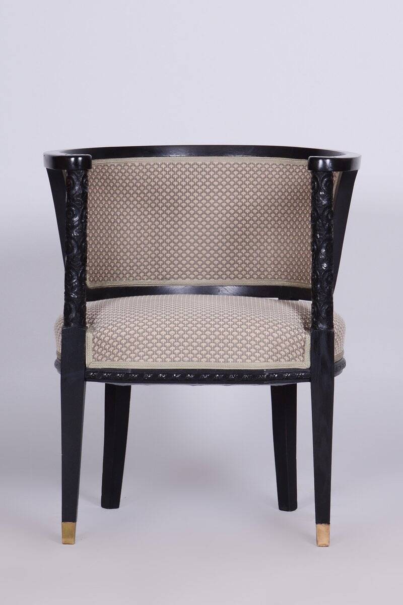 Art Nouveau Livingroom Set in Stained Oak & Upholstery from Wiener Werkstätte, Austria, 1910s, Set of 5