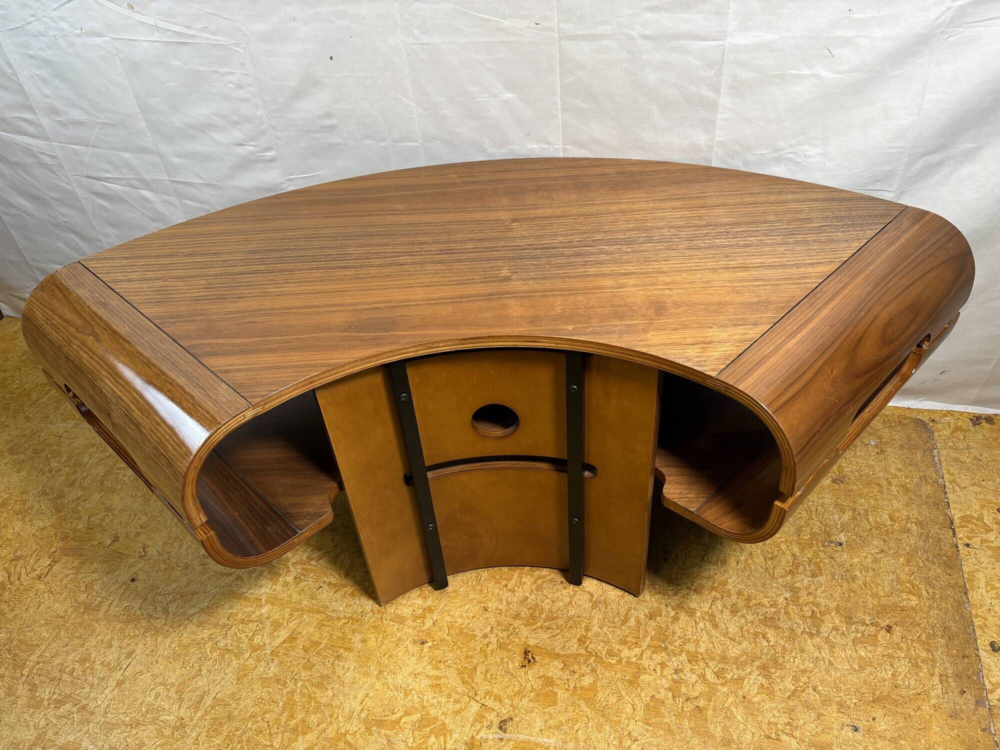 Mid-Century Modern Jual Havana Walnut Corner TV Stand Elegant Walnut Finish