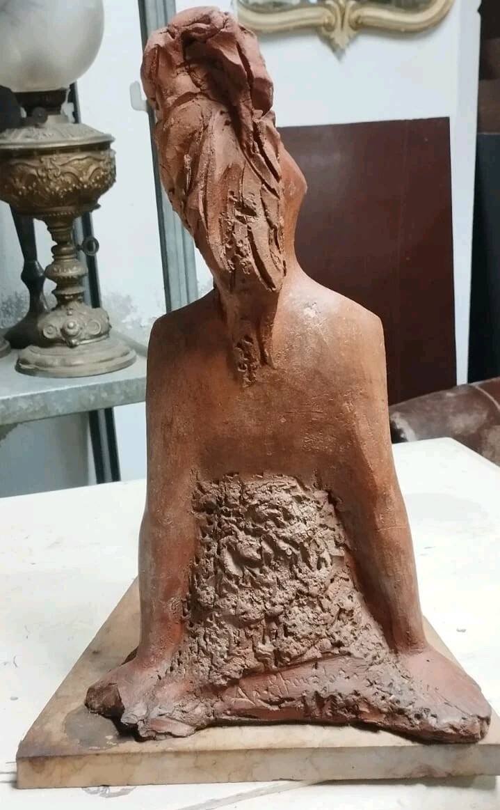 Terracotta sculpture of a female nude by Alberto Sparapani, signed.