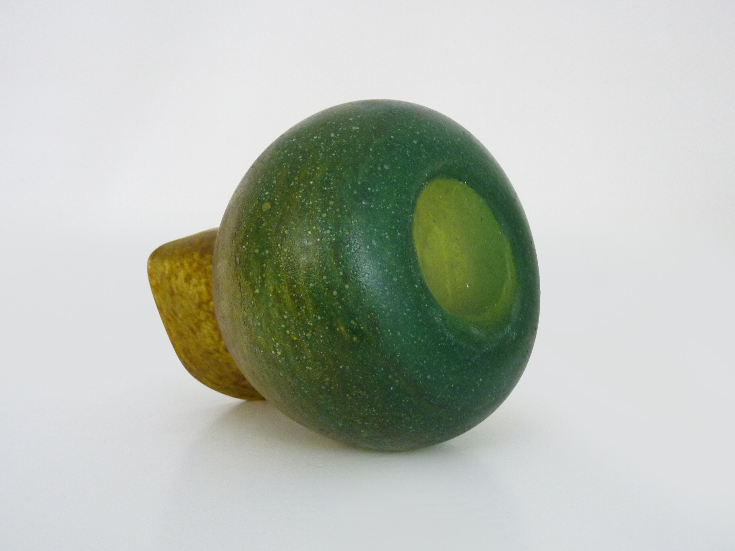 Pitcher in orange and green marble glass paste. Signed Georges De Feure for Daum