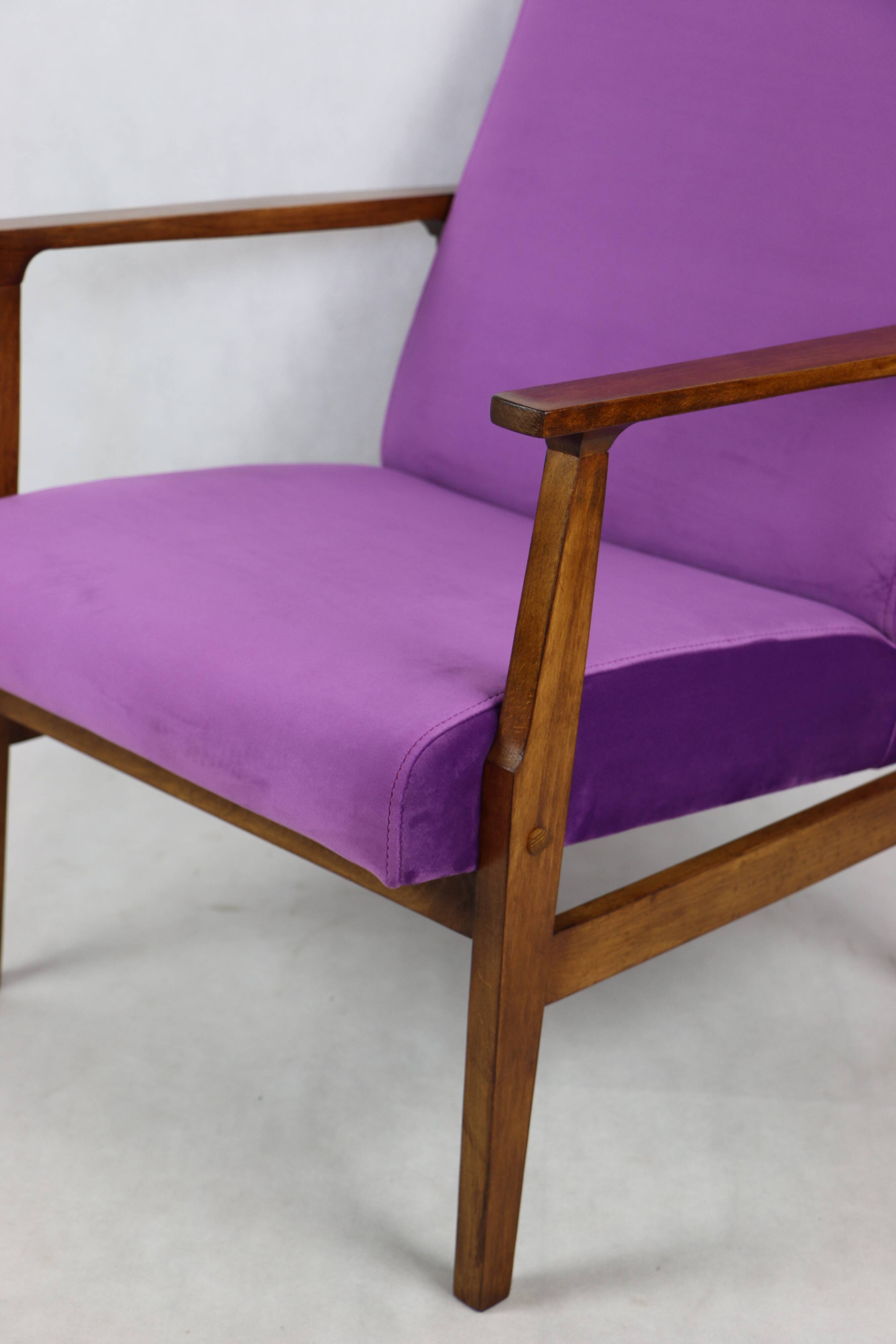 Vintage Violet Velvet Lounge Chair, 1970s
