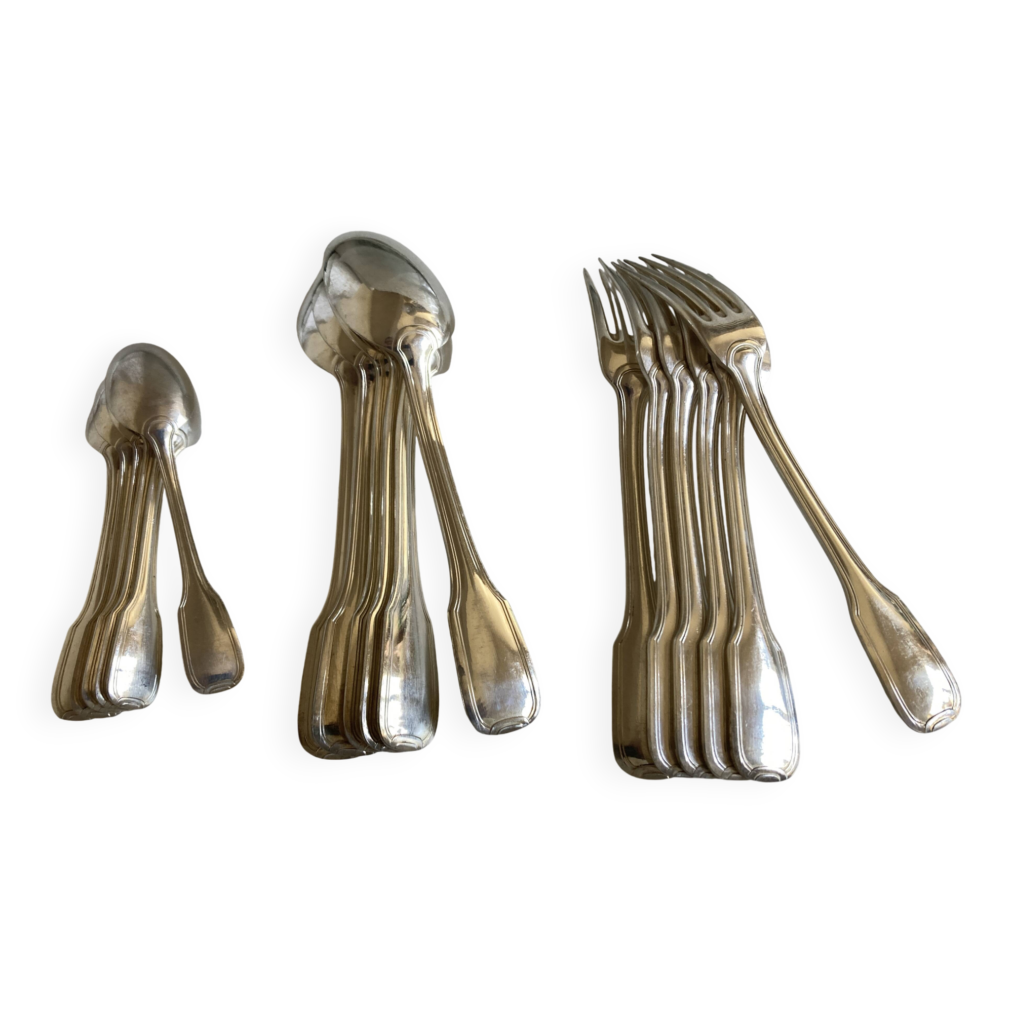 Modernist silver-plated cutlery 6 + 6 + 6