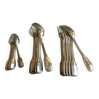 Modernist silver-plated cutlery 6 + 6 + 6