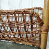 Vintage rattan and bamboo magazine rack