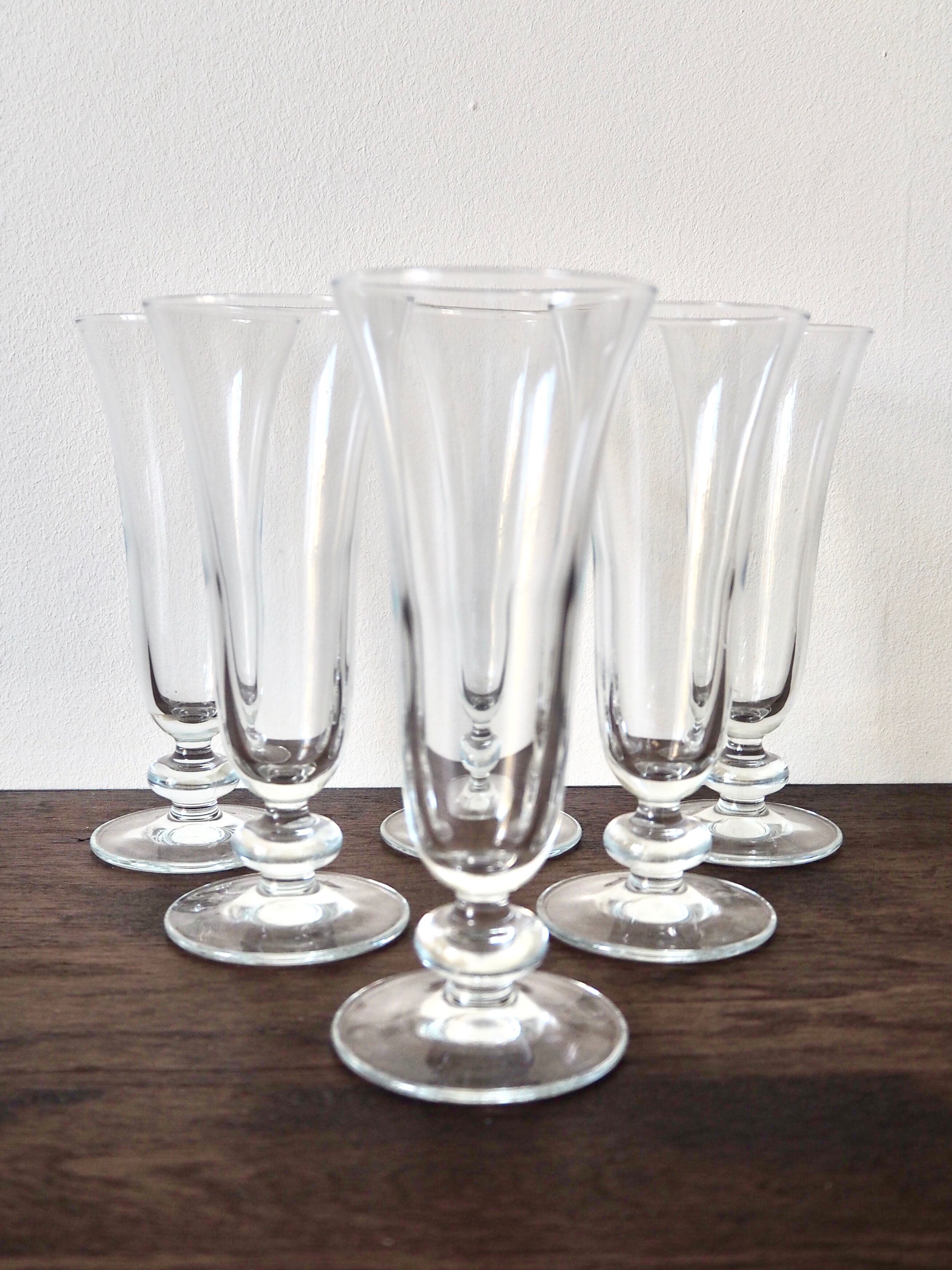 Set de 6 flûtes à champagne avec pieds boules