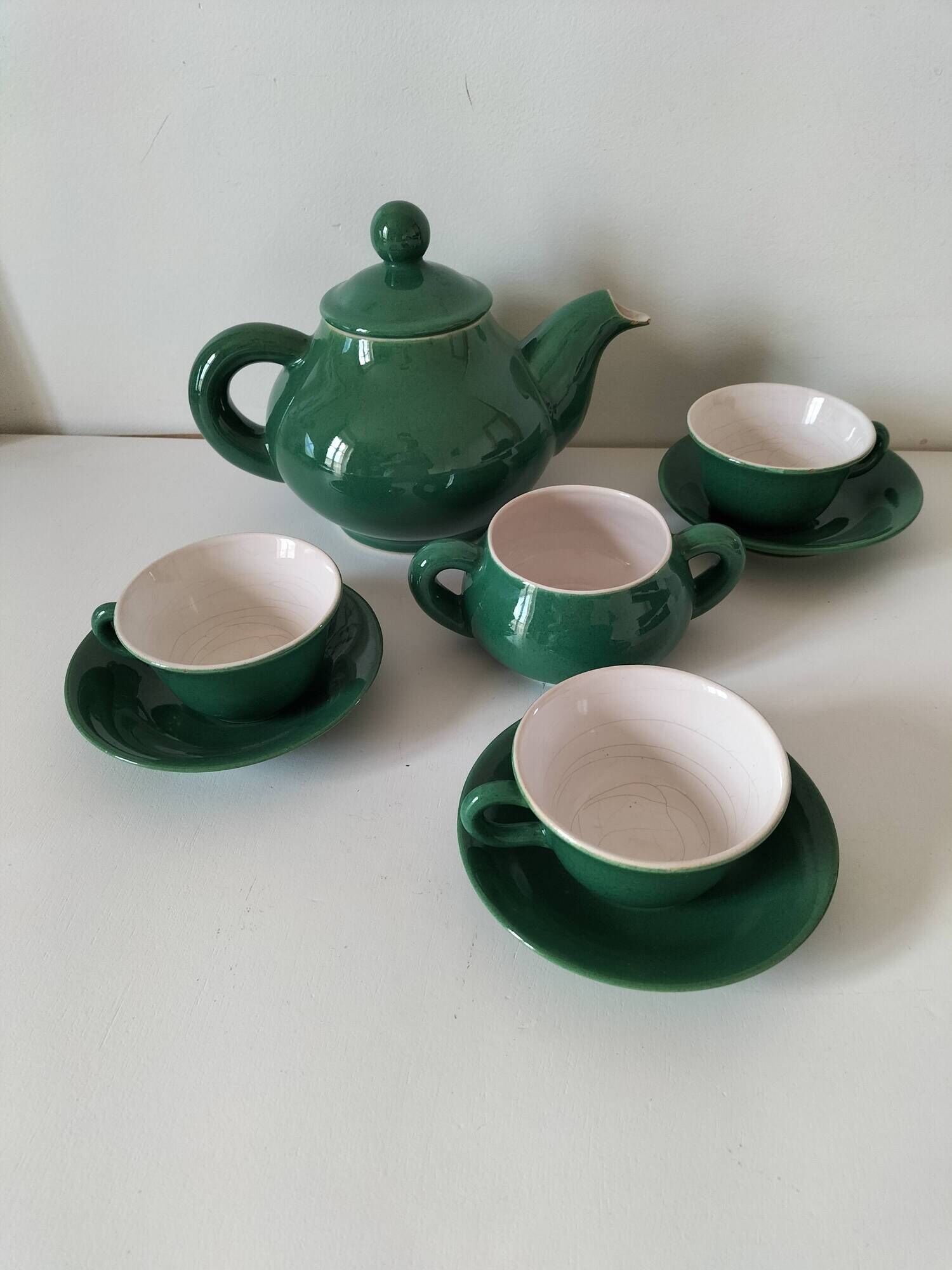 Teapot, 3 cups and sugar bowl KERALUC