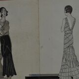 4 fashion drawings in ink and wash, signed and dated 1930 Marie DELEUSE (XIX-XXth century)