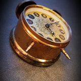 Mechanical alarm clock bell in vintage copper