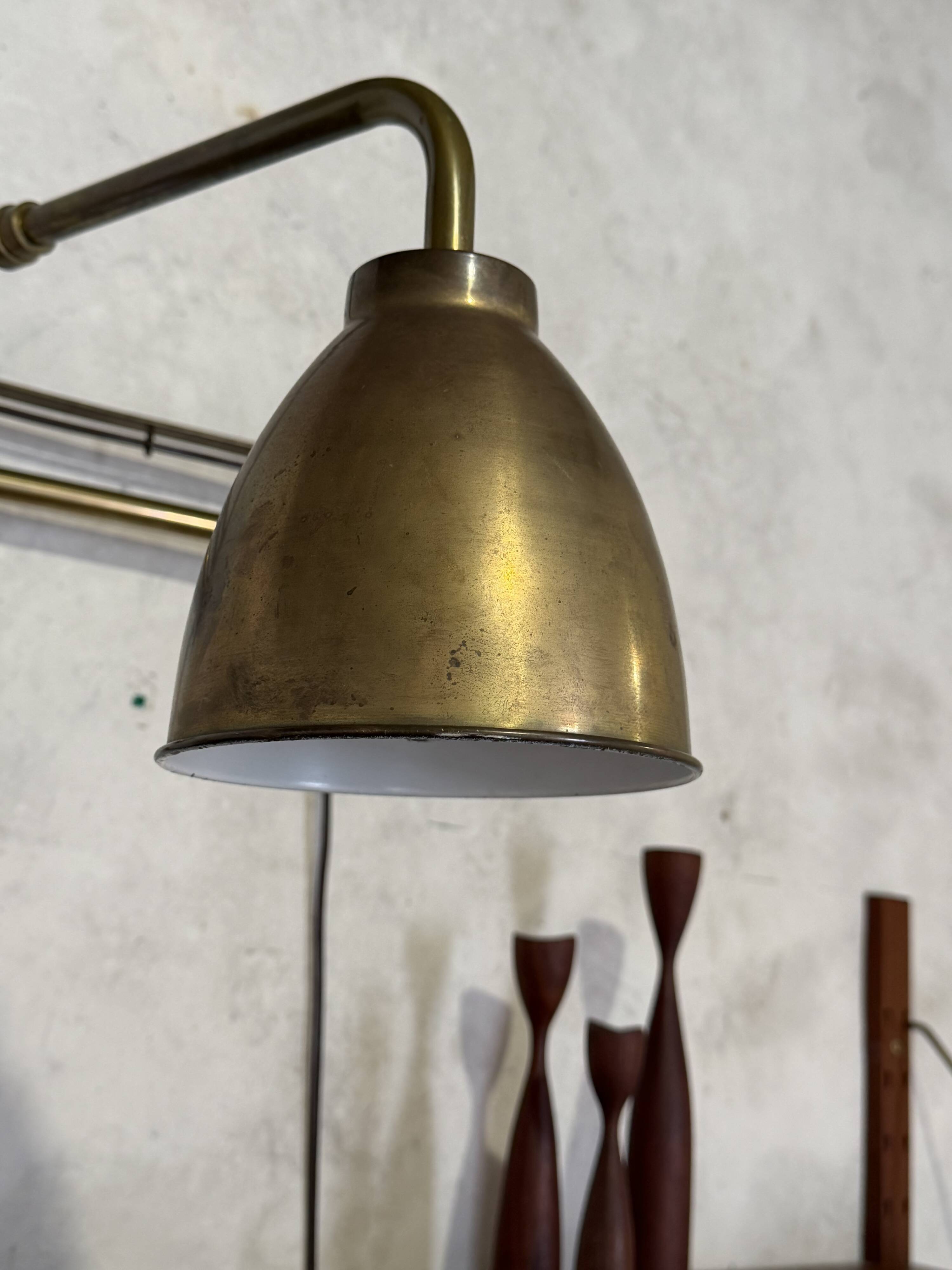 Vintage brass articulated wall lamp Scandinavian style