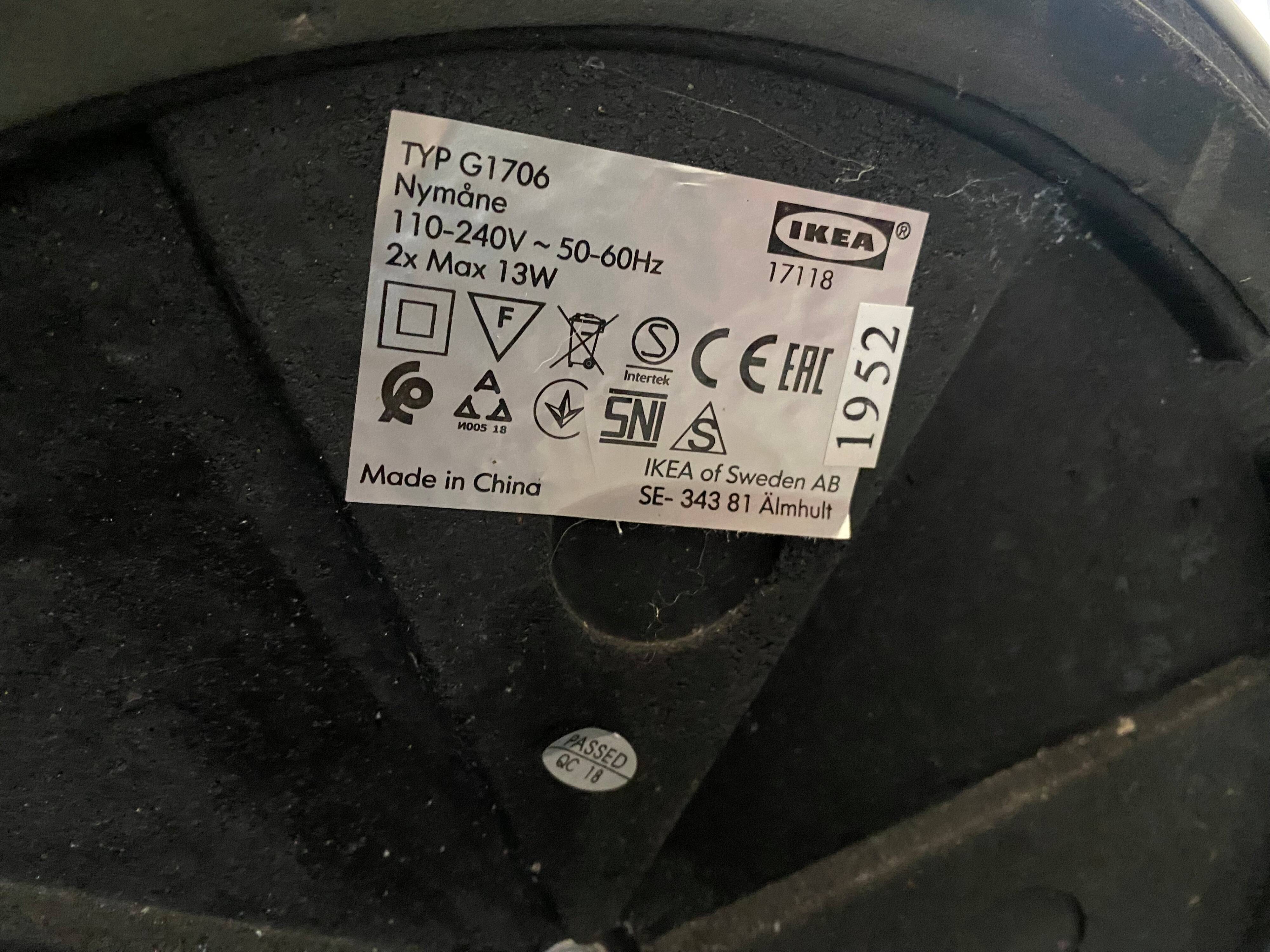 Ikea Nymane mushroom floor lamp TYP G1706 in white metal, 1990