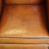 Set of 2 beautiful cognac-colored sheepskin Art Deco armchairs