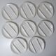 8 plates + 1 asparagus dish, salins earthenware, vintage white pompadour