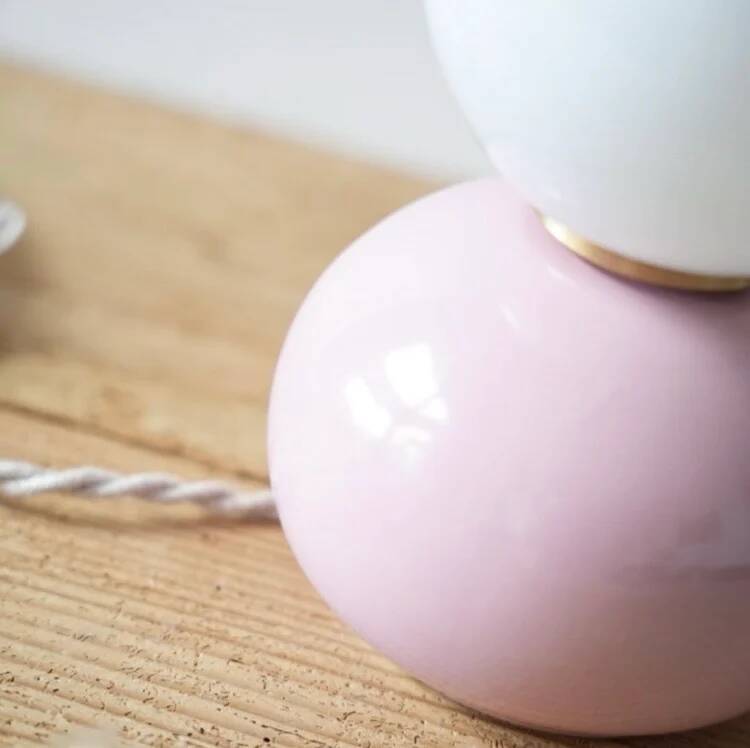 Ceramic lamp in pink and opaline