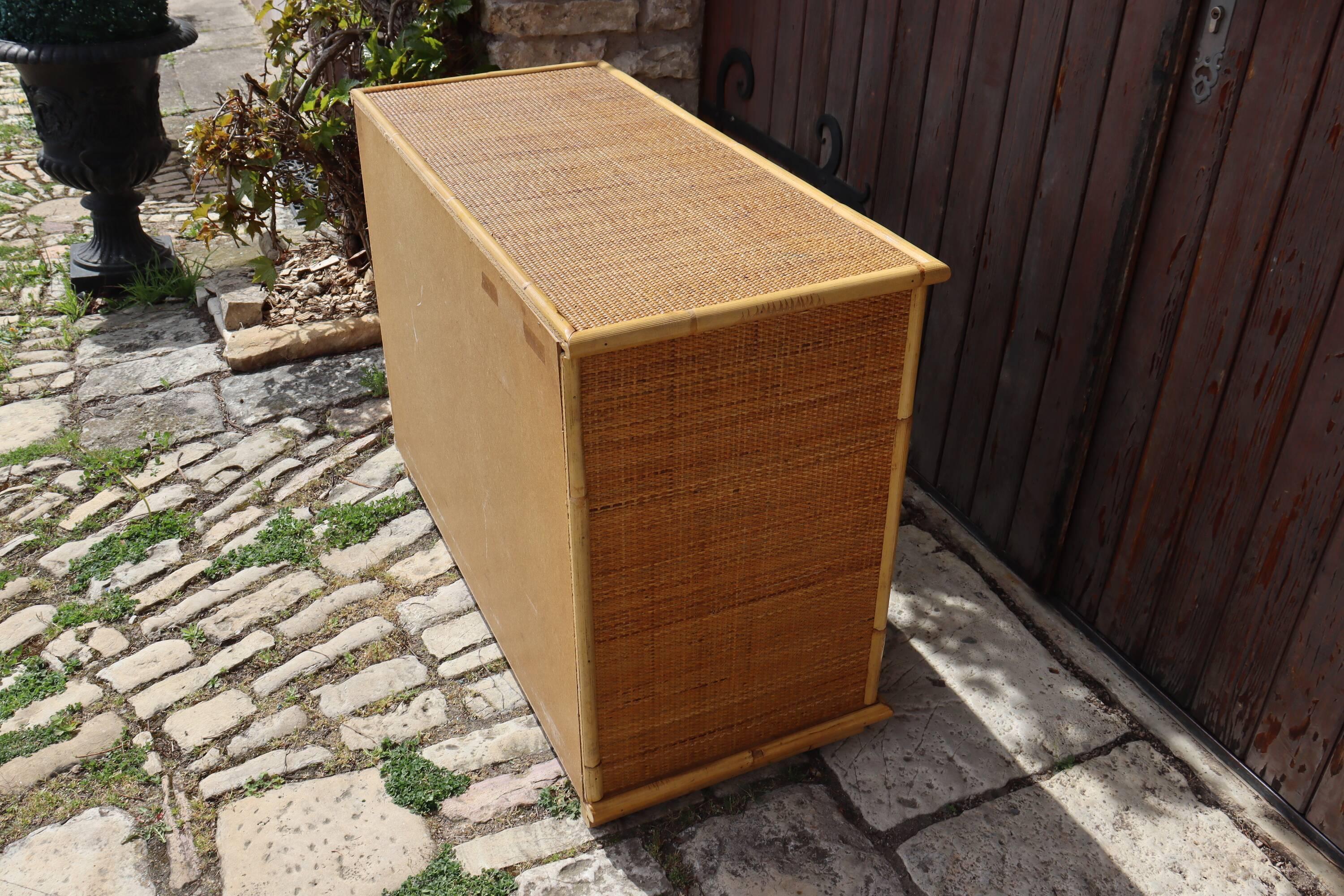 Rattan chest of drawers by Dal Vera Italy 1970