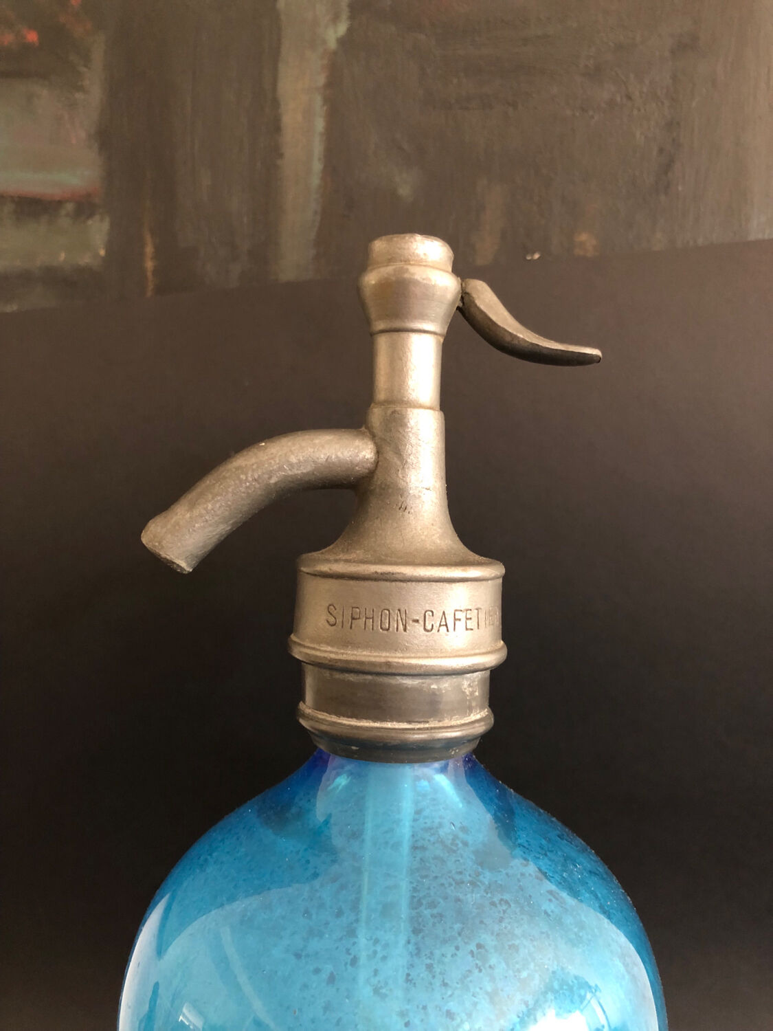 Blue vintage siphon