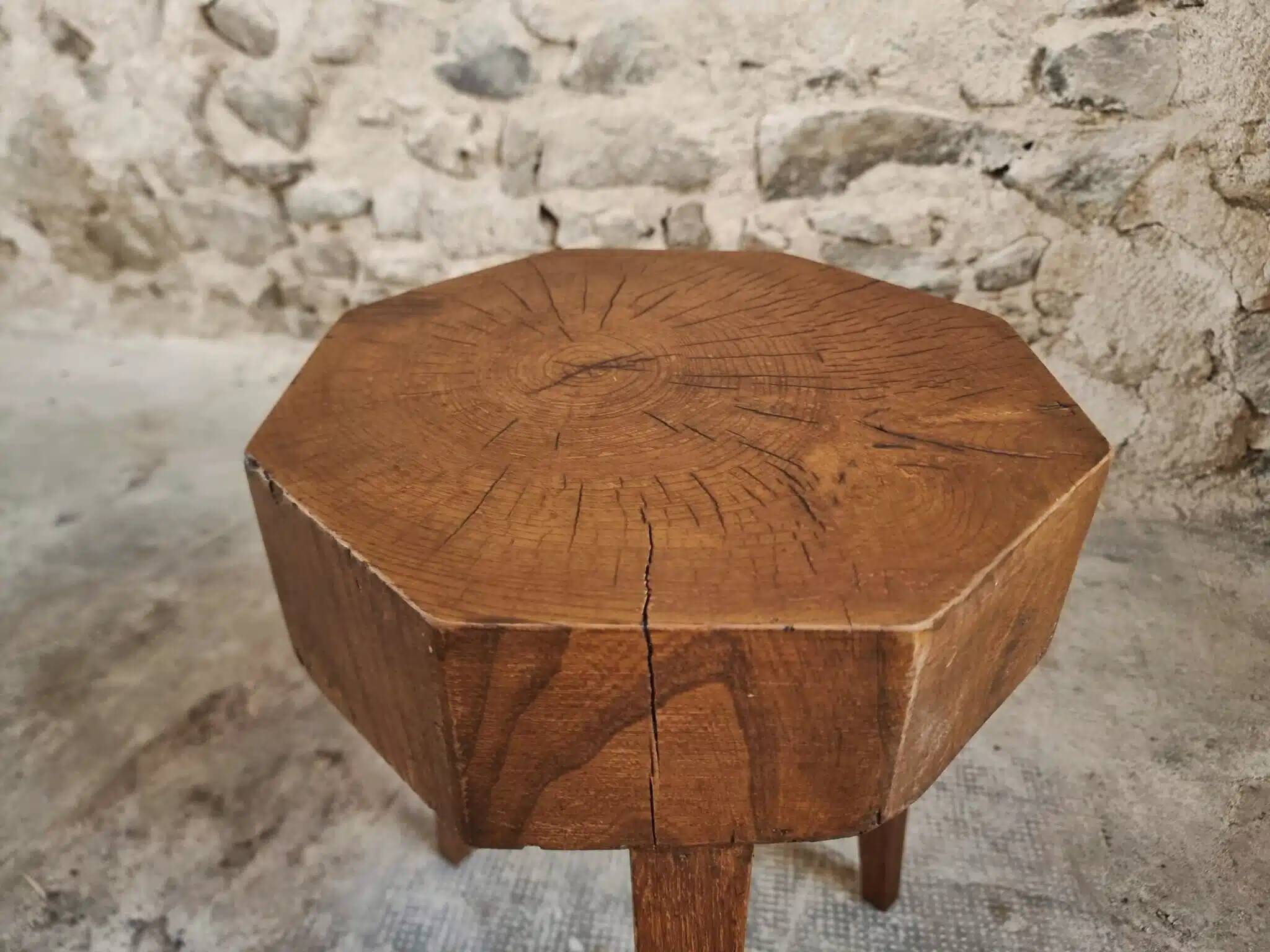 Vintage Oak Stool – Solid Oak Seat – Rustic 1960s Crafts – 31×31×50 cm