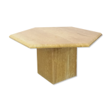 Vintage travertine hexagonal coffee table from the 70s 80s
