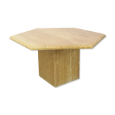 Vintage travertine hexagonal coffee table from the 70s 80s