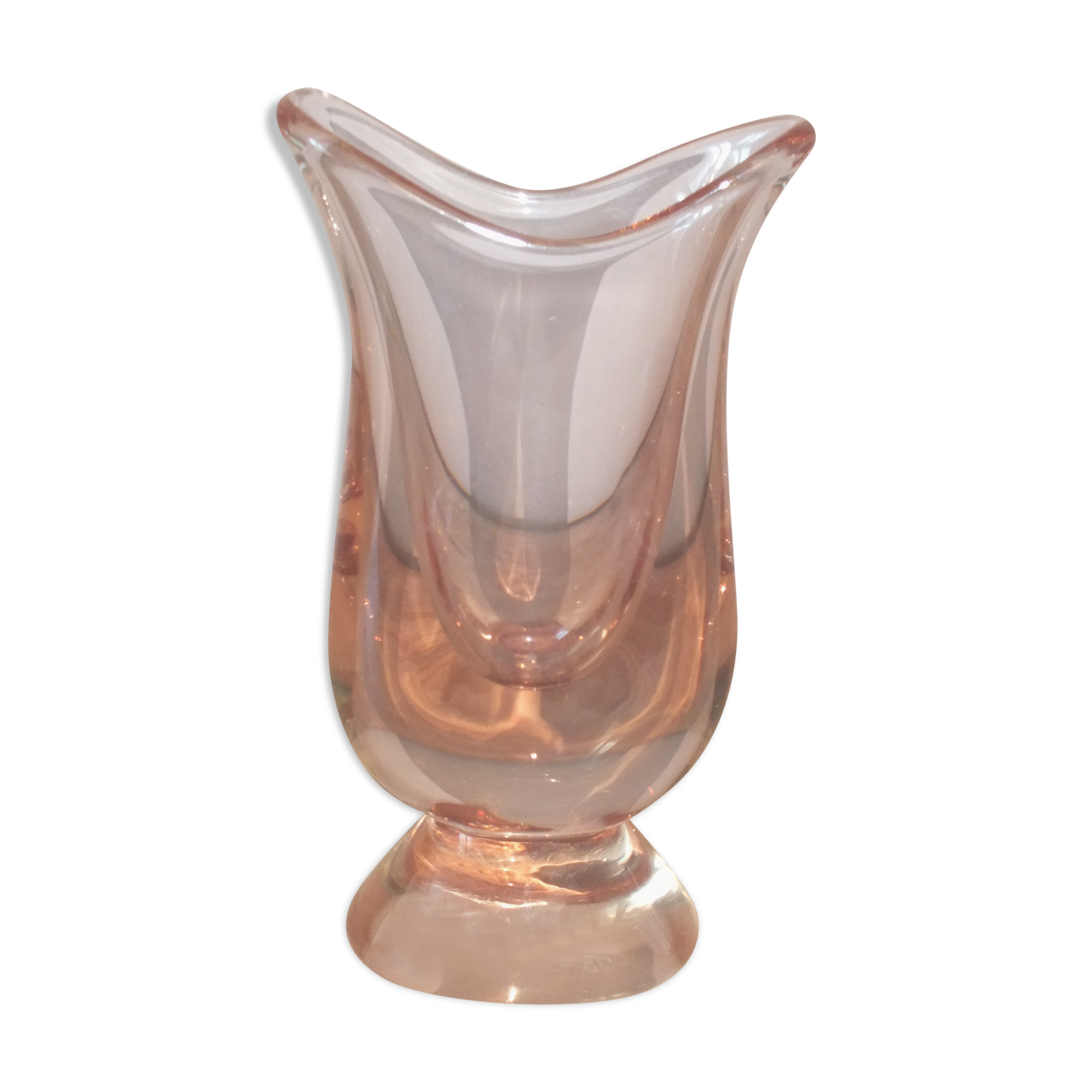 Vintage 60/70s glass vase in pink tinted glass
