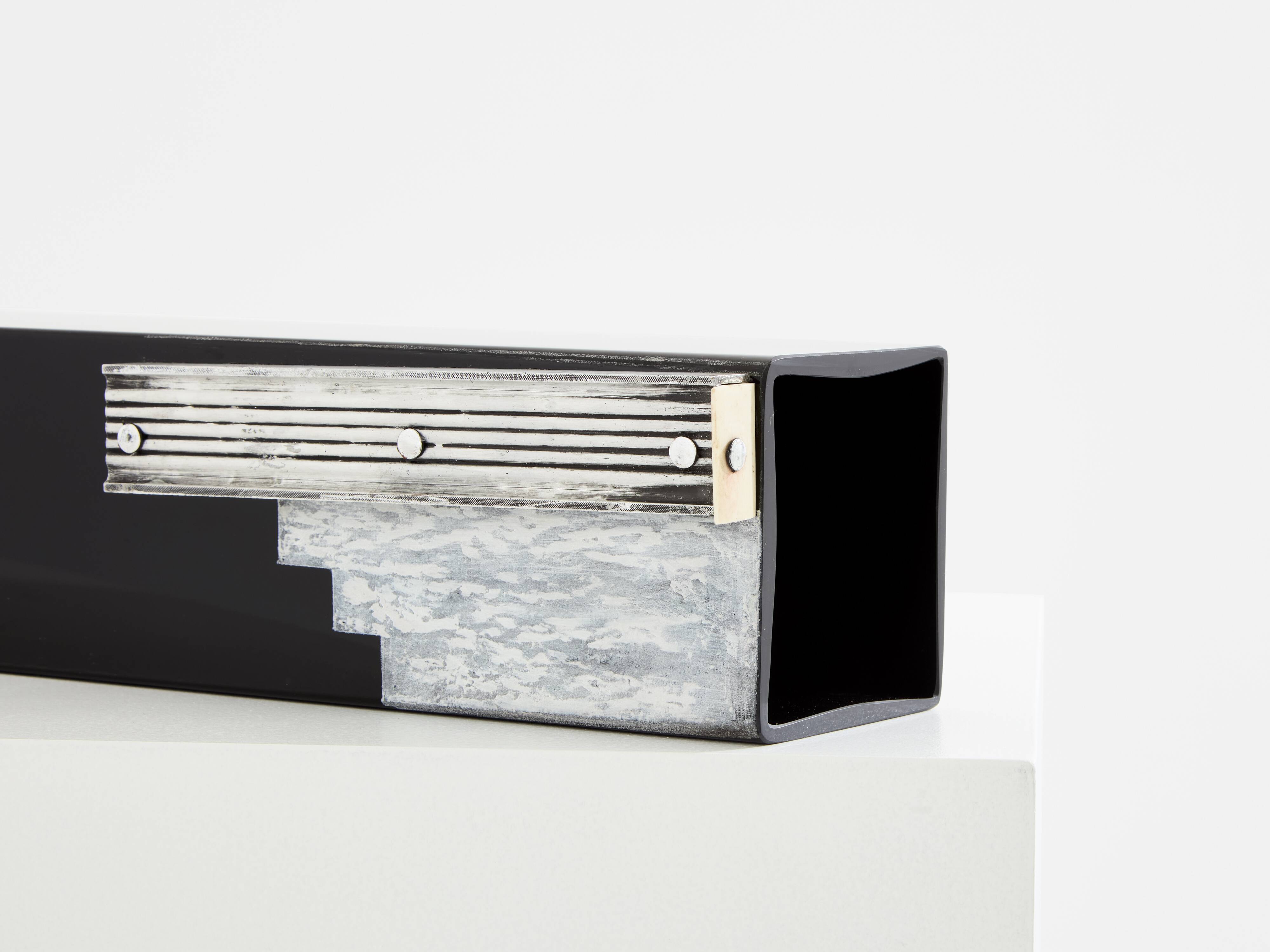 Art Deco vase in black and white opaline glass Anatole Riecke 1939