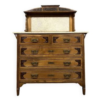 In the Spirit of the Nancy School: Art Nouveau chest of drawers in oak