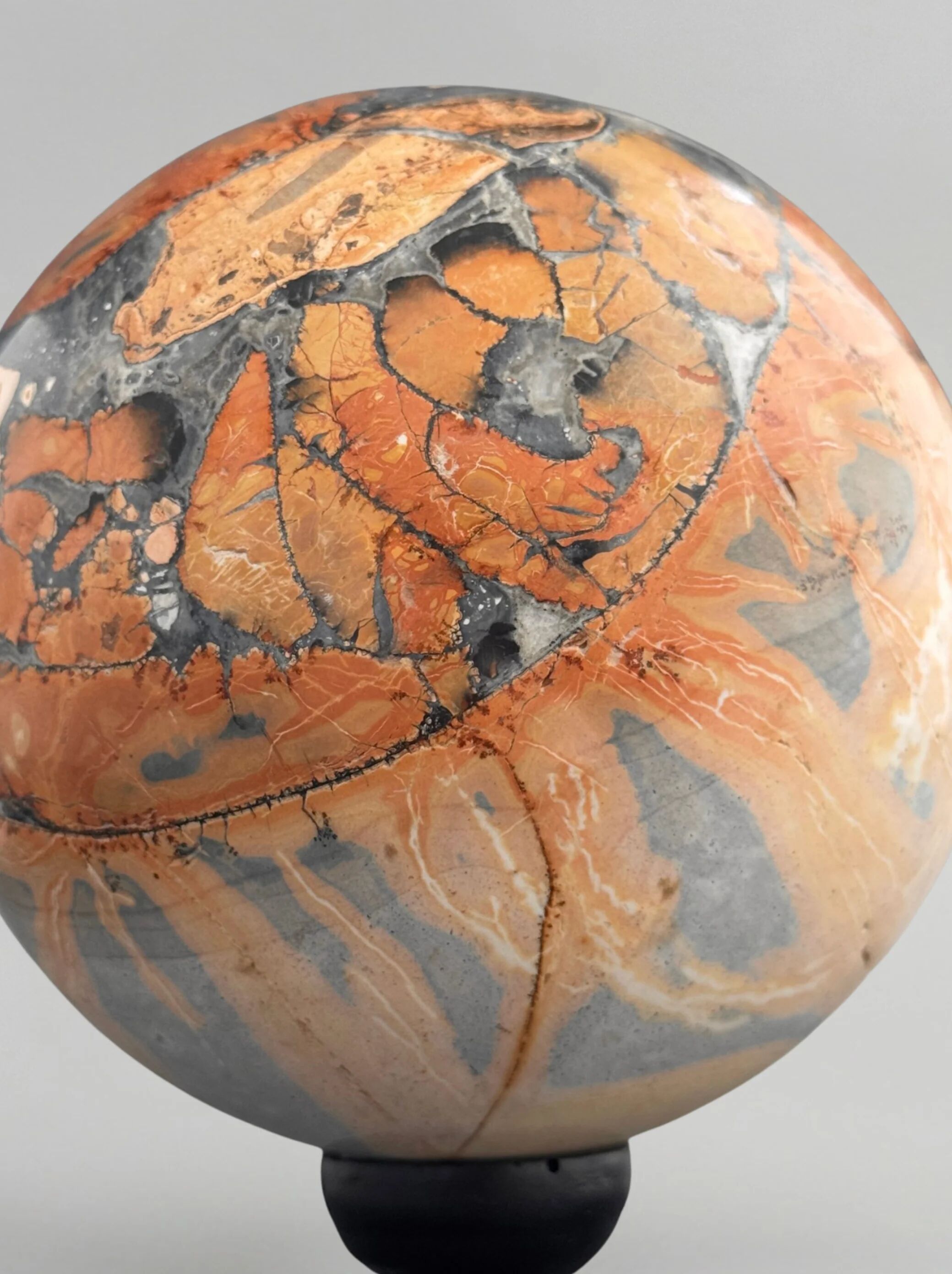 Stunning red Maligano jasper spheres on bases — Decorative mineral duo