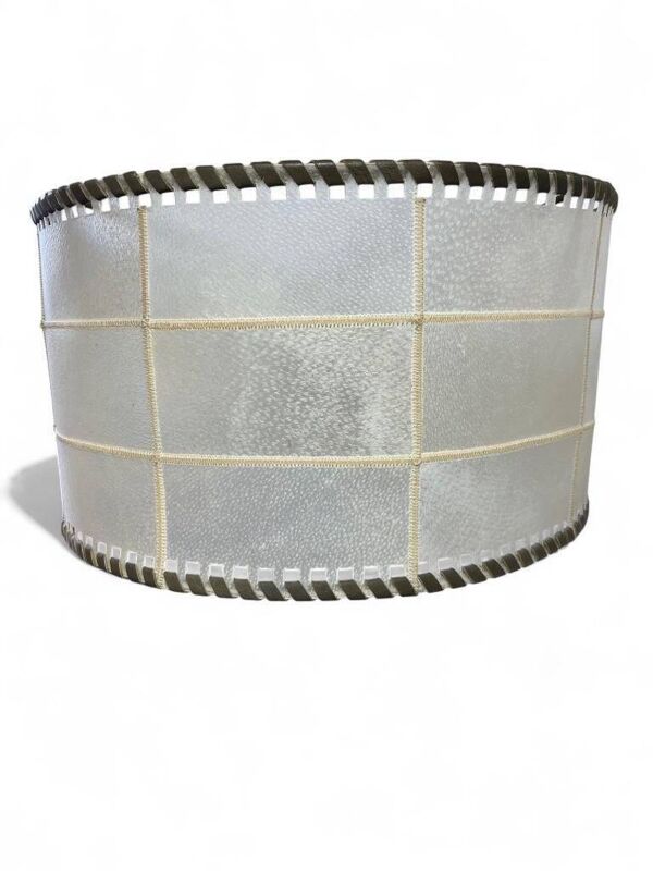 Lampadaire vintage avec abat-jour en parchemin et cuir, années 60