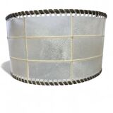 Vintage floor lamp with parchment and leather shade, 1960s