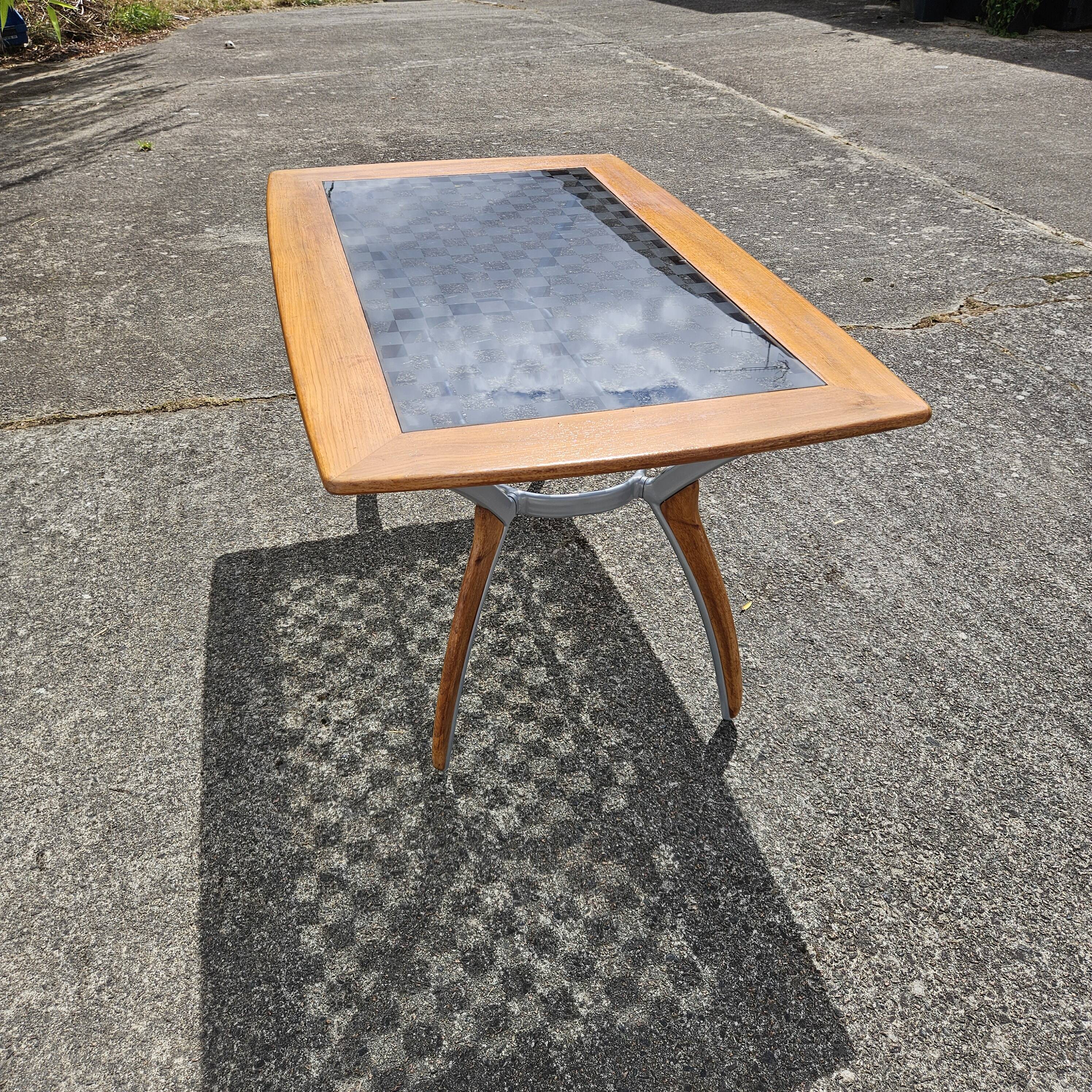 Italian Glass-Wood and Metal Dining Table - Italian Design Dinner Table - 8