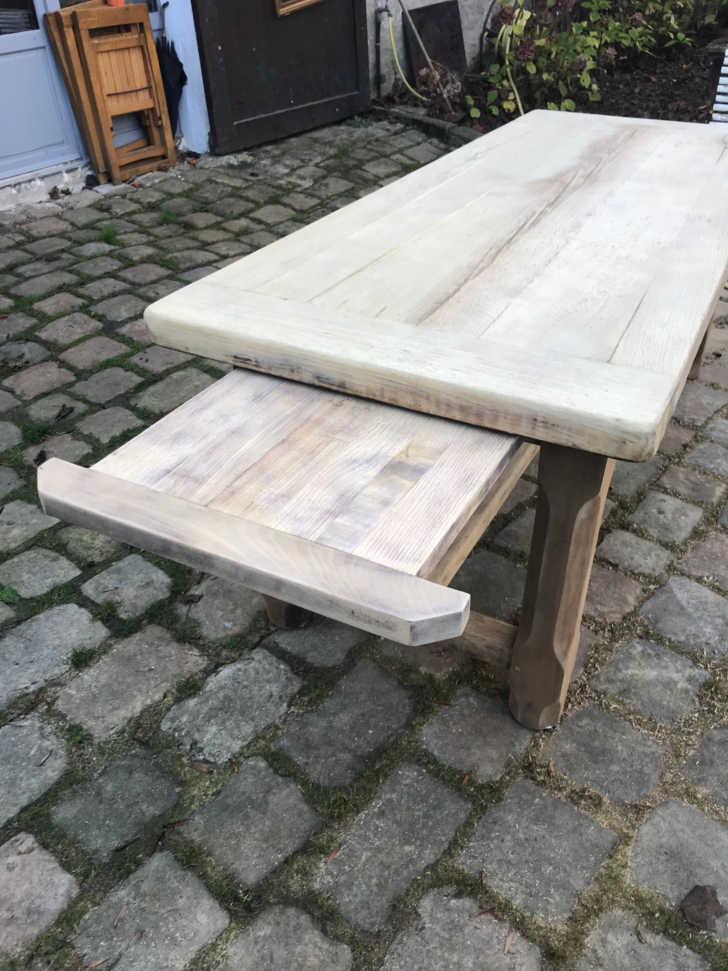Lightened rustic stripped oak table