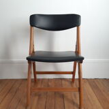 Set of 2 folding chairs in wood and skai