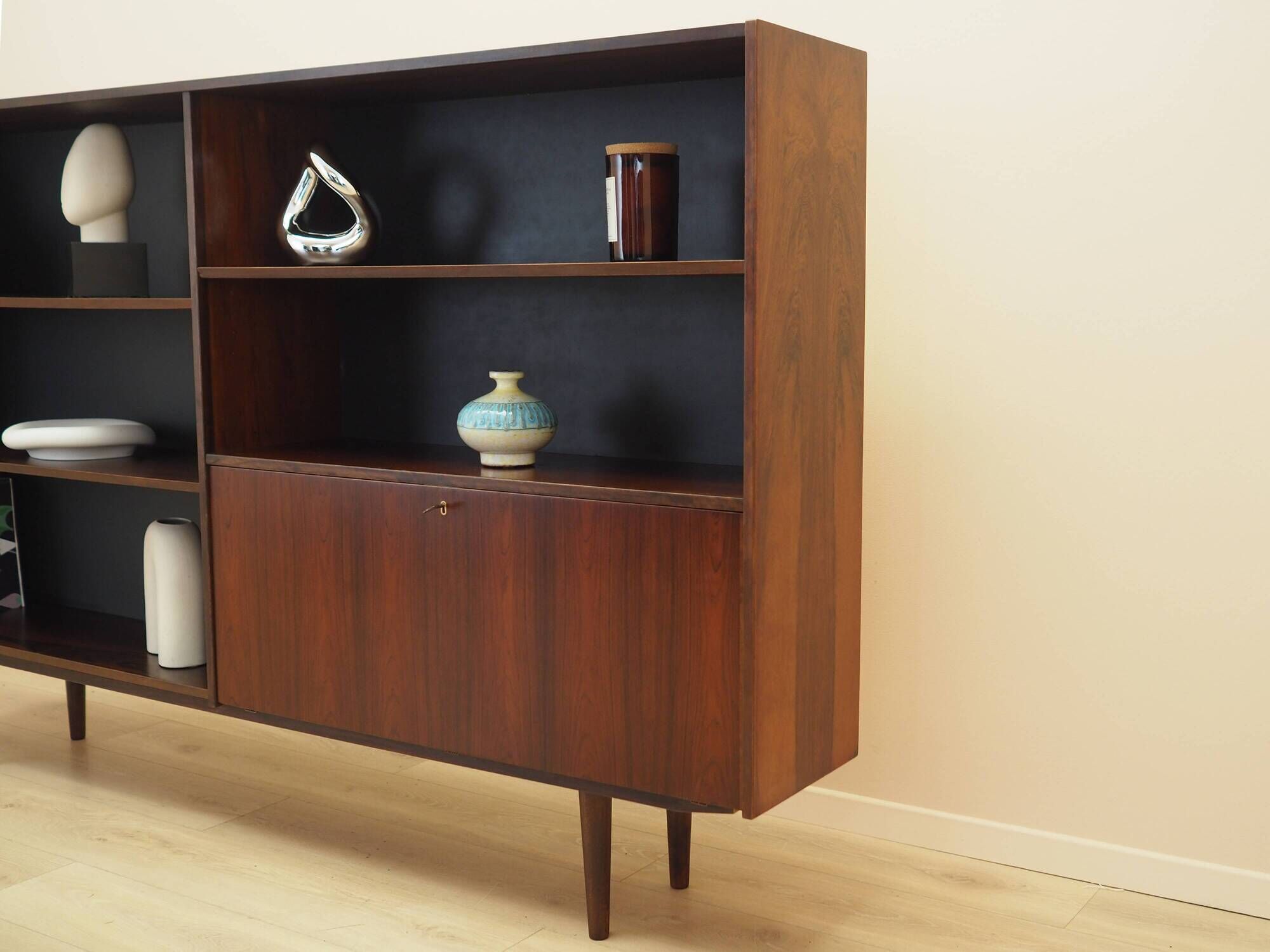 Bookcase with bar cabinet, rosewood veneer, Denmark, 1970s