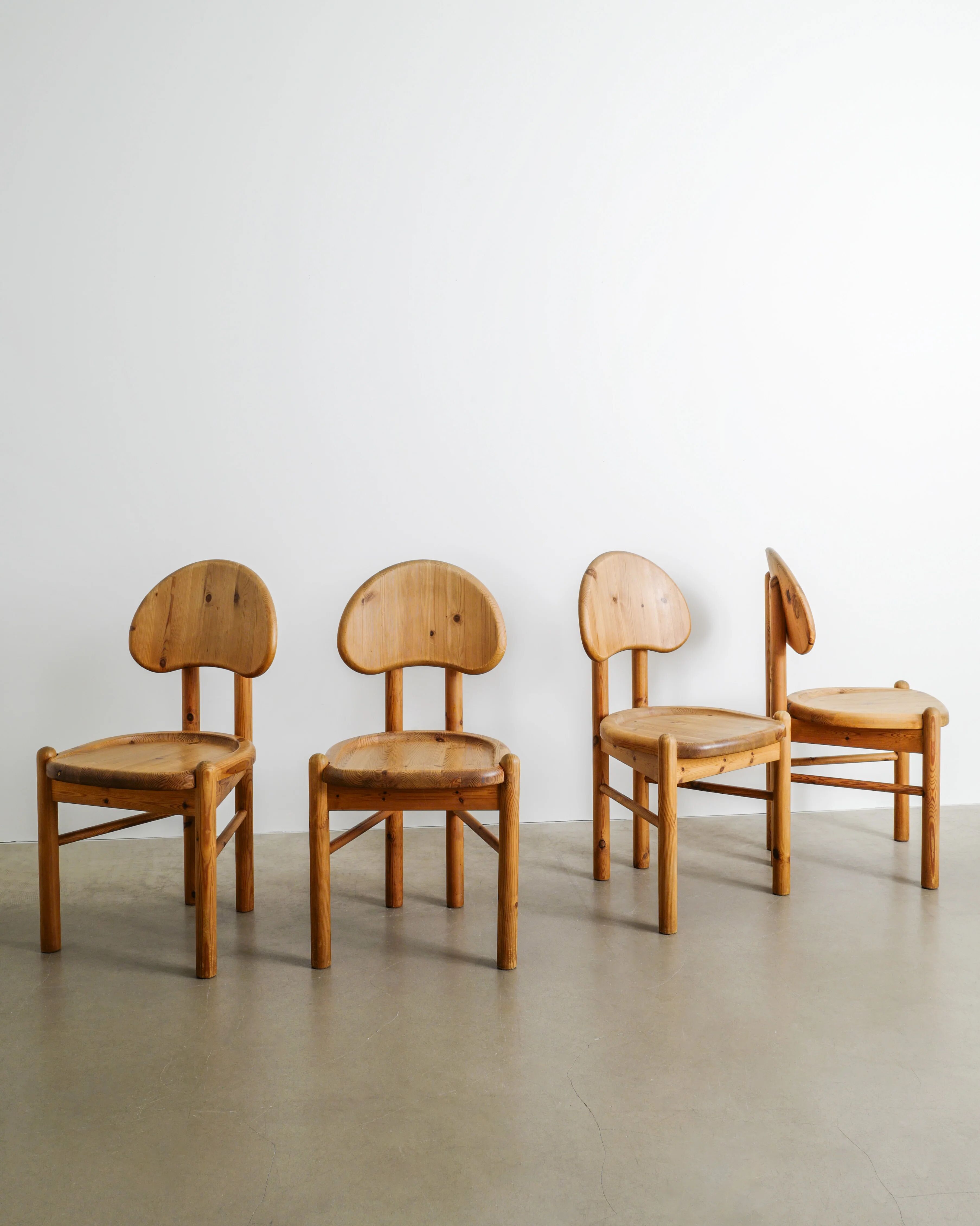 DANISH WOODEN DINING CHAIRS PINE BY RAINER DAUMILLER, 1970s