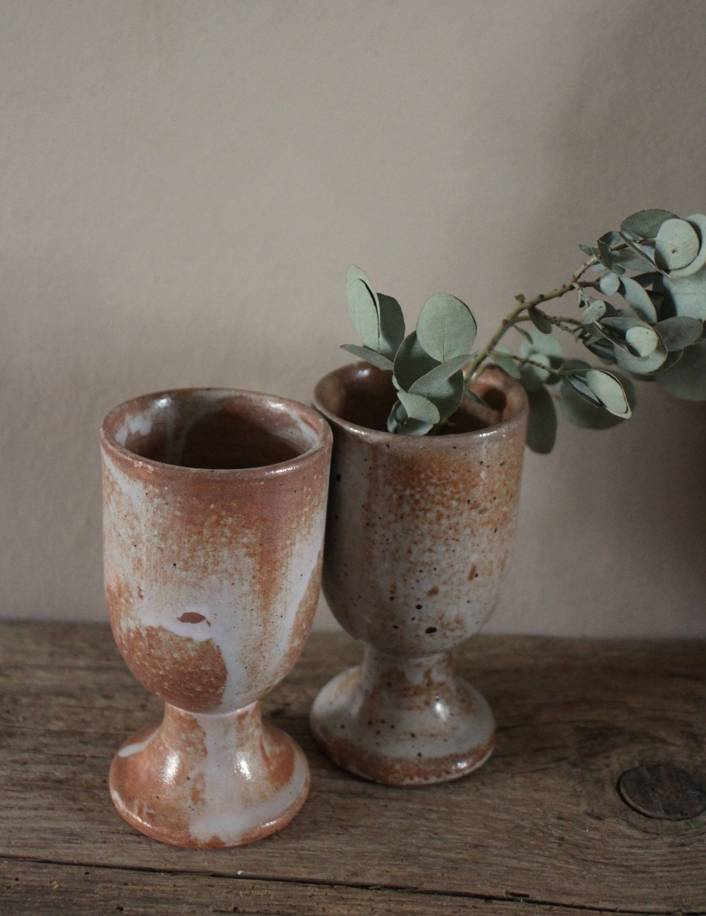 Lot 2 mazagrans grès vintage marbré