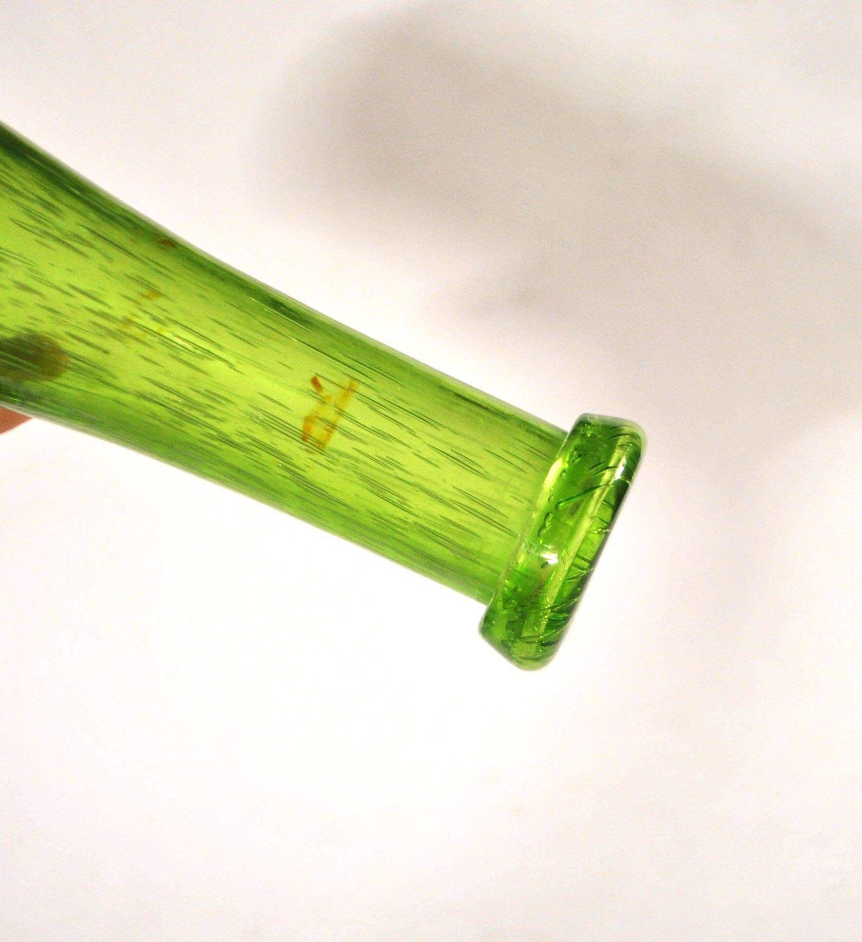Vintage green bubble glass bottle vase - Biot glassware? – soliflore H27cm