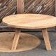 Antique round coffee table in raw solid oak.