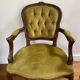 Cabriolets or Bergère armchairs Louis XV style in light green upholstered velvet