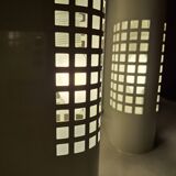 Pair of vintage 80s Memphis industrial wall or ceiling lights