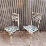 2 vintage aluminum metal bistro chairs