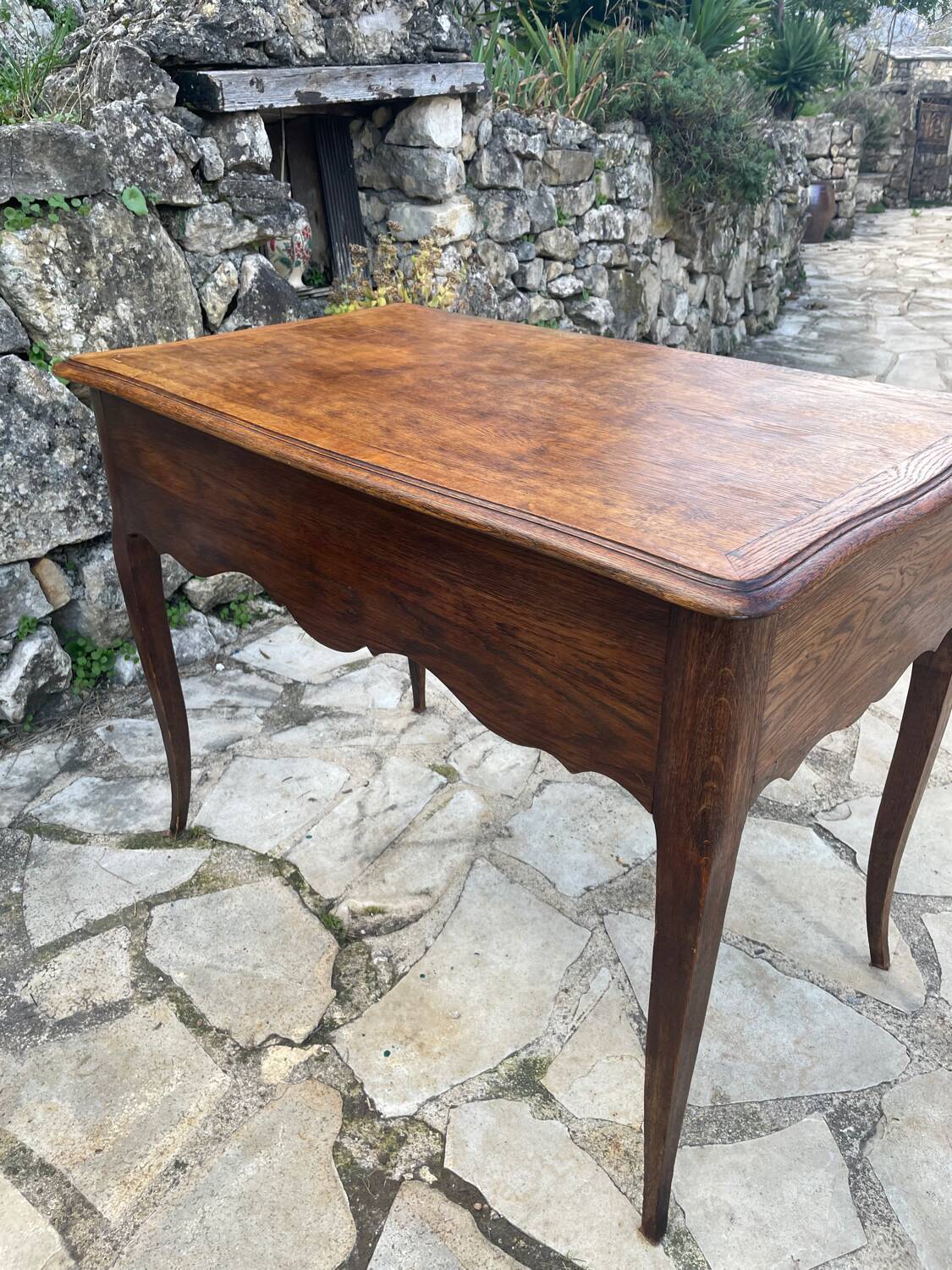 Louis XV style carved solid oak writing table, 19th century